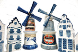 Lof of 6 Vintage KLM  Delfts Simon Rynbende Decanter Houses & Windmills, Holland