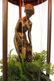 Vintage Mineral Oil Rain Drop Ceiling Light Lamp 21" Tall, Woman Bathing, Drip Motion