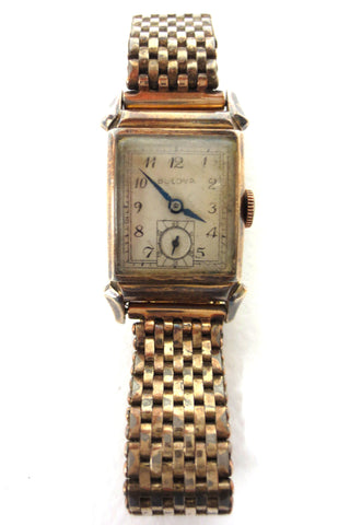 Vintage 1940's Art Deco Bulova Watch for Men 14k RGP, 17Jewels, 8AH, Fancy Lugs