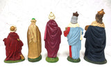 5 Tall Vintage Christmas Manger Creche Wizard Figurines, Paper Maché, Italy