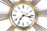Mid Century Modern Sunburst Starburst Atomic Wall Clock Signed Ingraham 19" dia.