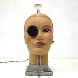 Woman Head Desk Lamp 11", Industrial Syringe, Stainless Tube Base & Latex Head