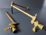 Pair Antique Victorian Brass Gas Lamp Light Arms, Ornate Swivel Oil Lamp Fixture 12"