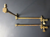 Pair Antique Victorian Brass Gas Lamp Light Arms, Ornate Swivel Oil Lamp Fixture 12"