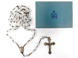 Vintage Crystal Beads Rosary 23", Silver and Brass Crucifix, Virgin Mary, Birks