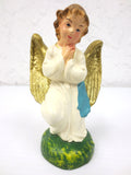 Vintage Manger Creche Angel Kneeling Figurine 3 3/4", Paper Mache Italy Christma