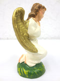 Vintage Manger Creche Angel Kneeling Figurine 3 3/4", Paper Mache Italy Christma