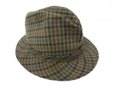 Vintage Green Wool Tweed Fedora, Biltmore Hat Made in Canada, Feathers, 6 7/8"